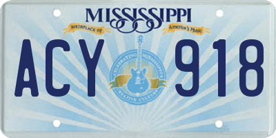 MS license plate ACY918
