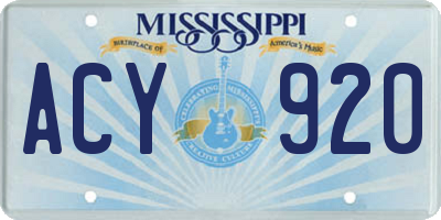 MS license plate ACY920