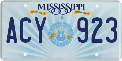 MS license plate ACY923