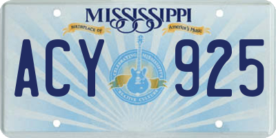 MS license plate ACY925