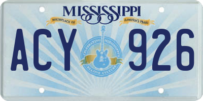 MS license plate ACY926