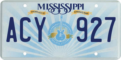 MS license plate ACY927