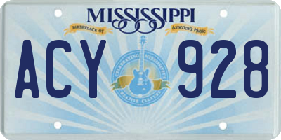 MS license plate ACY928