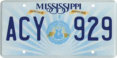 MS license plate ACY929