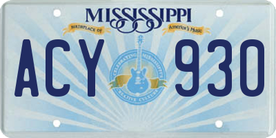MS license plate ACY930