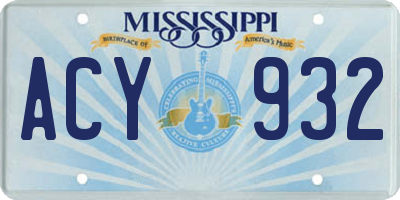 MS license plate ACY932
