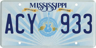 MS license plate ACY933