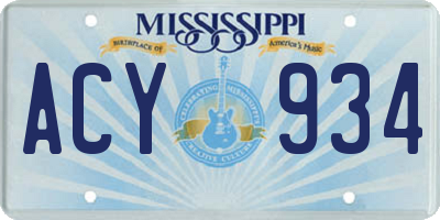 MS license plate ACY934