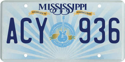 MS license plate ACY936