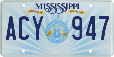 MS license plate ACY947
