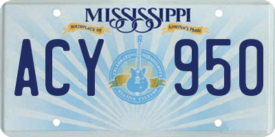 MS license plate ACY950