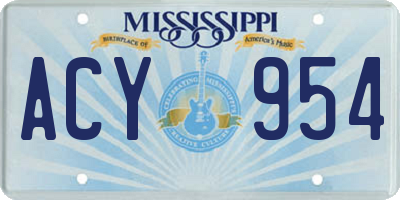 MS license plate ACY954