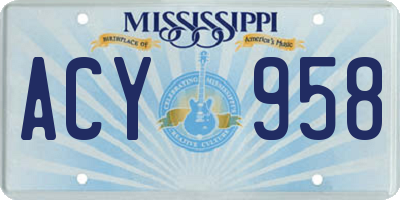 MS license plate ACY958