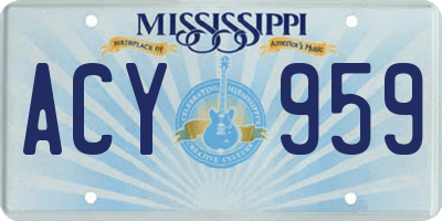MS license plate ACY959