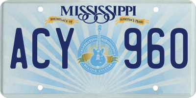 MS license plate ACY960
