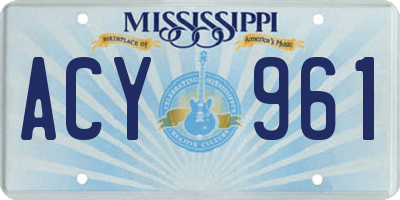 MS license plate ACY961