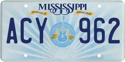 MS license plate ACY962