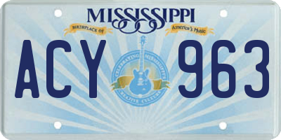 MS license plate ACY963