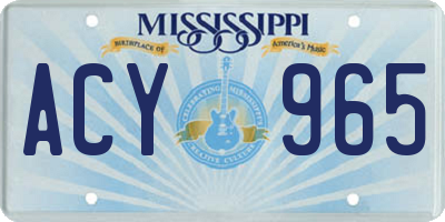MS license plate ACY965