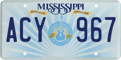 MS license plate ACY967