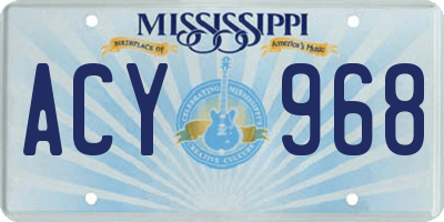 MS license plate ACY968