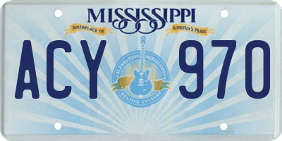 MS license plate ACY970
