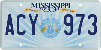 MS license plate ACY973