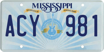 MS license plate ACY981