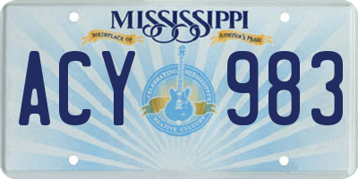 MS license plate ACY983