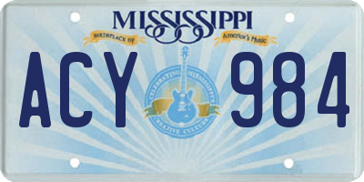 MS license plate ACY984