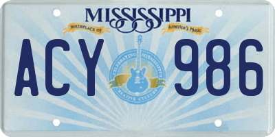 MS license plate ACY986