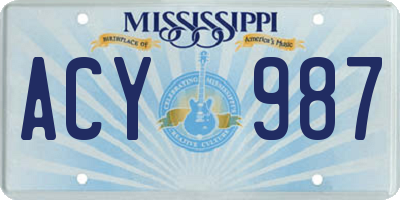 MS license plate ACY987