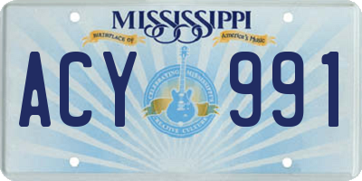 MS license plate ACY991