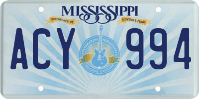 MS license plate ACY994