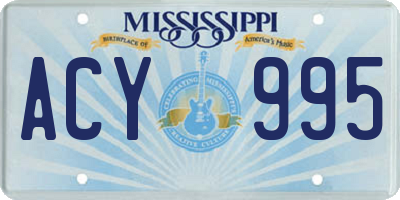 MS license plate ACY995