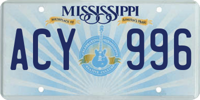 MS license plate ACY996