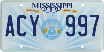 MS license plate ACY997