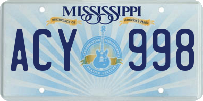 MS license plate ACY998