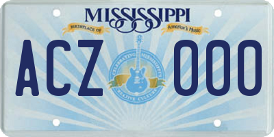 MS license plate ACZ000