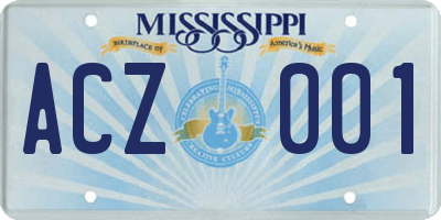 MS license plate ACZ001