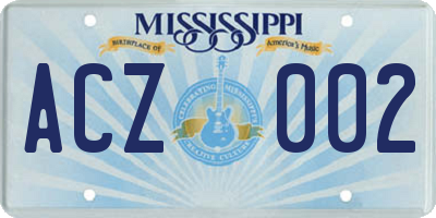 MS license plate ACZ002