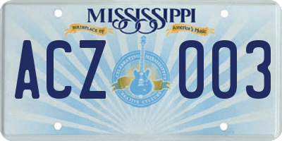 MS license plate ACZ003