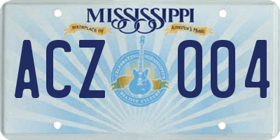 MS license plate ACZ004