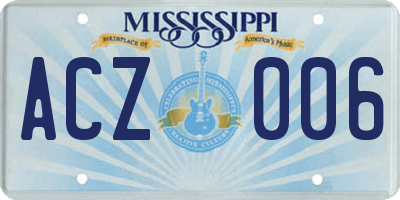 MS license plate ACZ006