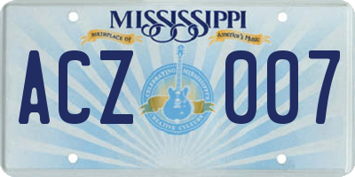 MS license plate ACZ007