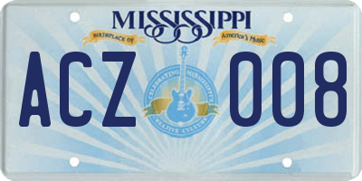 MS license plate ACZ008
