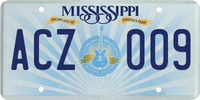 MS license plate ACZ009