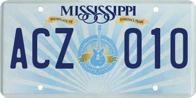 MS license plate ACZ010