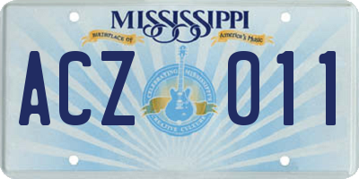 MS license plate ACZ011