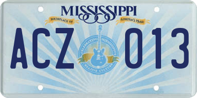 MS license plate ACZ013